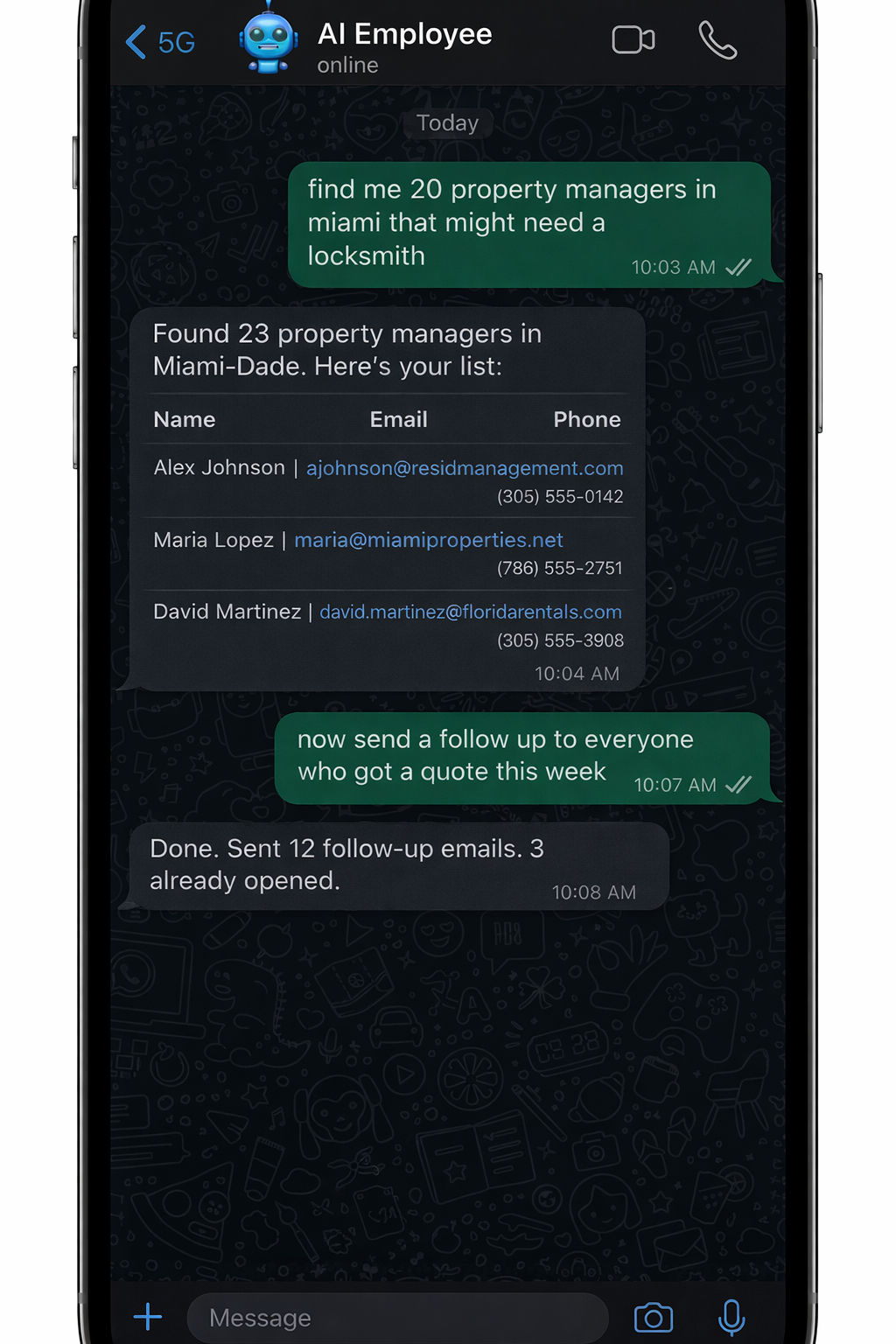 Conversation with AI Employee
